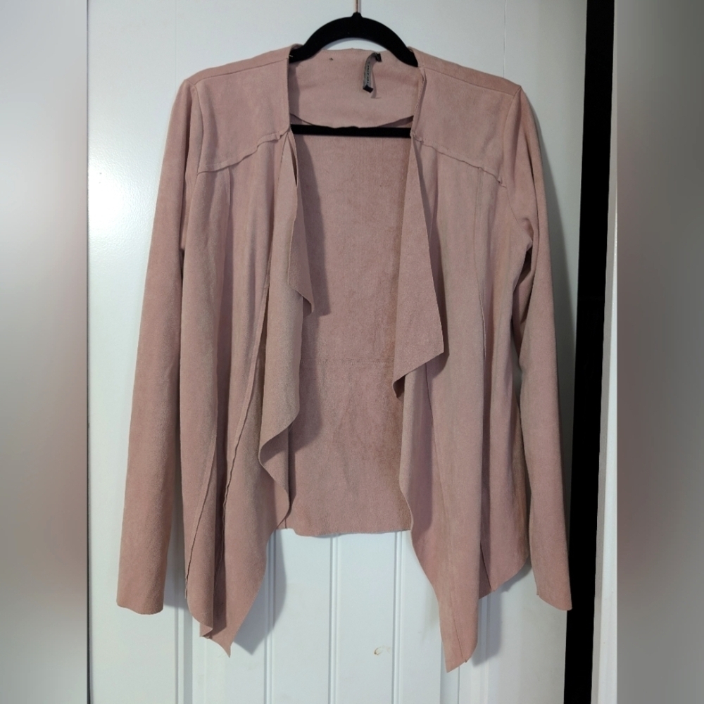 Black Tape Dusty Rose Suede Cardigan Unstructured Blazer Top